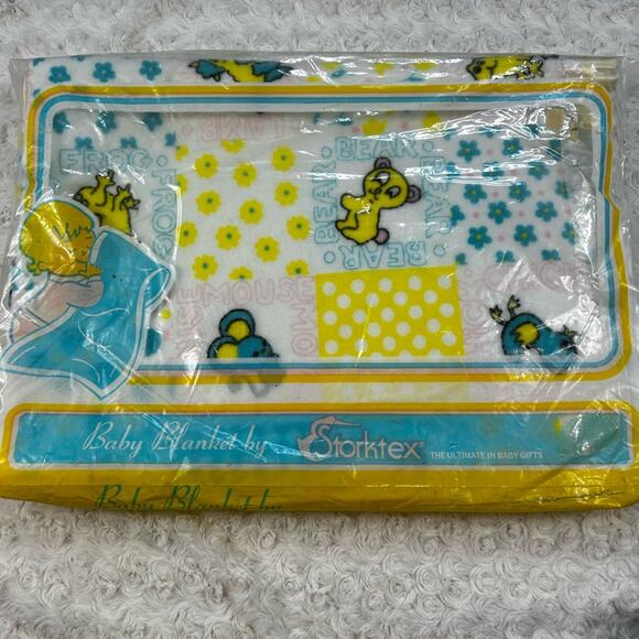 NOS Vintage Storktex Acrylic Baby Blanket Satin Binding 1970’s 36 x 45 - Picture 5 of 9
